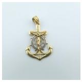 14K Gold Mariners Cross Pendant   1.25 grams