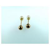 10K Gold Ball & Pearl Earrings  1.48 grams