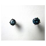 14K Gold Blue Diamond Earrings (1.08 carats)