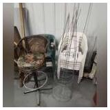 B1- PLASTIC CHAIRS- STOOL AND TOMATO CAGES