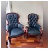 MBDRM- LUXURY BLUE LEATHER ARMCHAIRS (2)