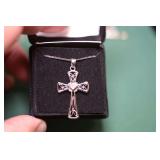 Sterling Silver Diamond Accent Cross Necklace,