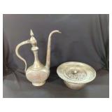 7M - ENGRAVED EWER - INCENSE BOWL