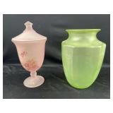 24T- SATIN VASE AND CANDY DISH