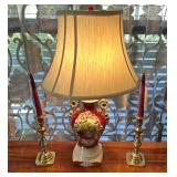 TABLE LAMP & 2 CANDLESTICKS