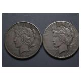 1925-P & 1927-P Silver Peace Dollars,