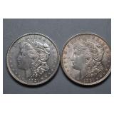 Two 1921-P Morgan Silver Dollars,