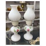 T - 2 MATCHING MILK GLASS LAMPS