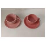 2 New Fiestaware Pink Cups & Saucers U16B
