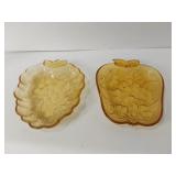 2 Amber Depression Glass Dishes U16A