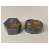 2 Vintage Enameled Brass Trinket/Pill Boxes UJC