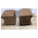 Padded Brown Foot Stools Set of Two K