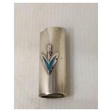 Silver Plated Bic Lighter Case Turquois Arrow JC