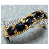 Silver/Gold Plated 4G Sapphire 1.5Ct Ring JC