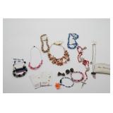 Assorted Costume Jewelry, Rosary, Stick Pins &