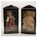 2 Ceramic Dolls in Wooden Case