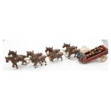 Vintage Cast Iron Wagon w/8 Clydesdale Horse