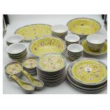 Vintage Chinese Porcelain Dinner Set Yellow