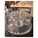 Vintage Dome Glass Pedestal Cake Stand Clear Glass