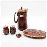 Hull Coffee Pot w/Extra Lid, Salt & Pepper & Plate