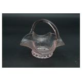 Pink Depression Glass Basket