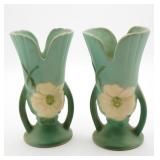 Pair of Weller Wild Rose Vases