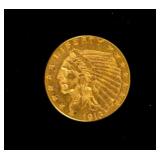 Coin 1913 U.S. $2.5 Indian Gold in Extra Fine