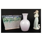 Lot Of 3 Lladro Figurine With Vase & Pot