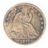 Coin 1877 Seated Liberty Half Dollar-XF & Toned