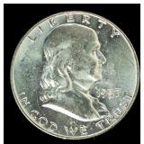 Coin 1957-D Franklin Half Dollar-BU
