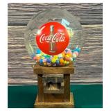 Vintage Coca Cola Wooden Glass Gumball Dispenser