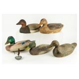 Lot of 5 Vintage Wood Duck Decoys