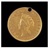 Coin * Rare 1855 Indian Princess T2 $1 Gold-F-Hole