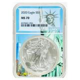 Coin 2020(P) Silver Eagle-NGC-MS70