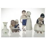 4 Royal Copenhagen Porcelain Figurines / Vase