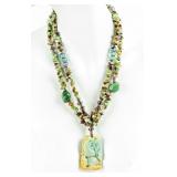 Jewelry Jade & Sterling Beaded Necklace