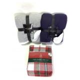 2 Jersey Blankets & 4 Piece Holiday Flannel Sheet