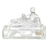 Clear Glass Covered Box w Reclining Figure
