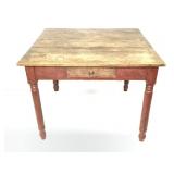 Square Top Wide Board Early Table Painted Base