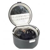Lidded Black Jewelry Box w/ Costume Jewelry