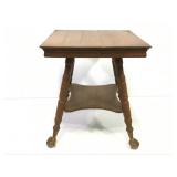 Square Oak Lamp / Center Table Early 1900