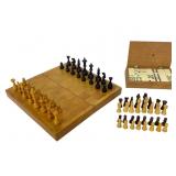 Vtg Wooden Chess Set & Dominos in Box