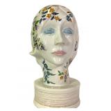 Vtg. Hand Painted Ceramic Floral Lady Head