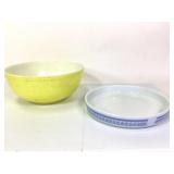 Pyrex 9 1/2" Baking Dish & 404 Yellow Bowl