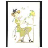 Philippe Noyer Litho, Lady & Parrots 1969 Unframed