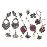 5 Pairs of Sterling Earrings + 1 Single 14g TW