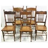 5 Cane Seat Spindle Back Oak Kitchen Chairs