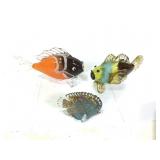 3 Multi-Color Art Glass Fish Figures