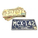 11 Indiana License Plates & 1 Michigan 1973-1998