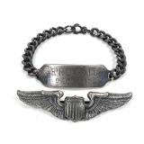 WWII Sterling Identification Bracelet & Pin